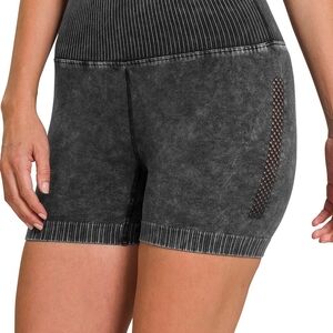 Zenana Outfitters Charcoal Ribbed Bike Shorts